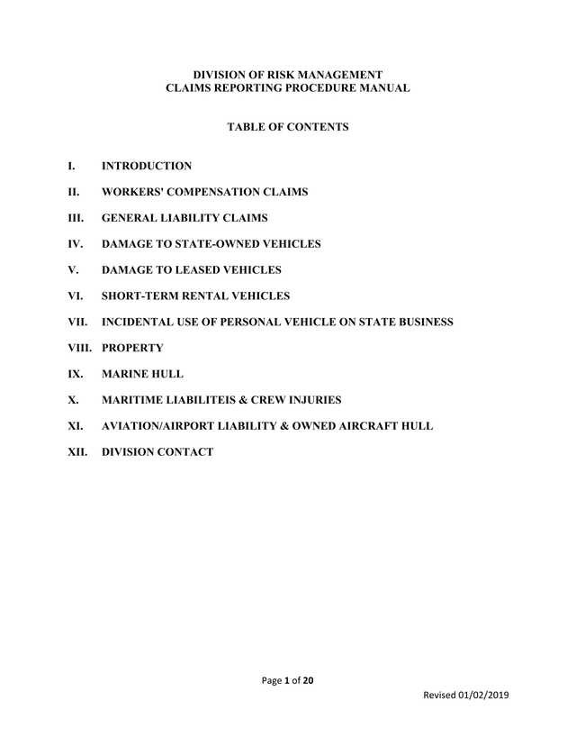 Claims Reporting Procedure Manual screenshot