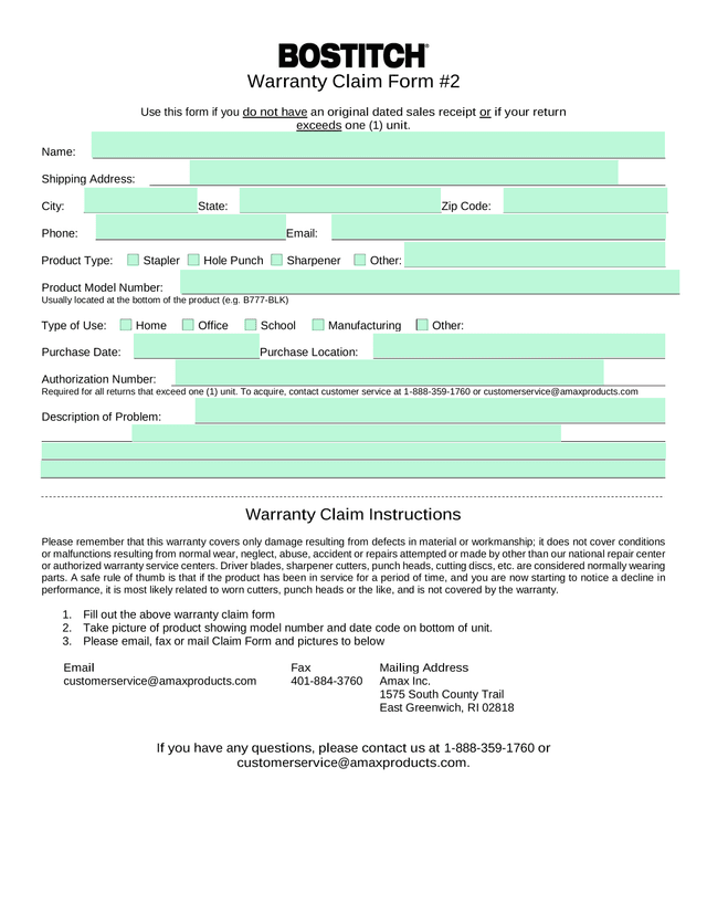 Warranty Claim Form 2 screenshot