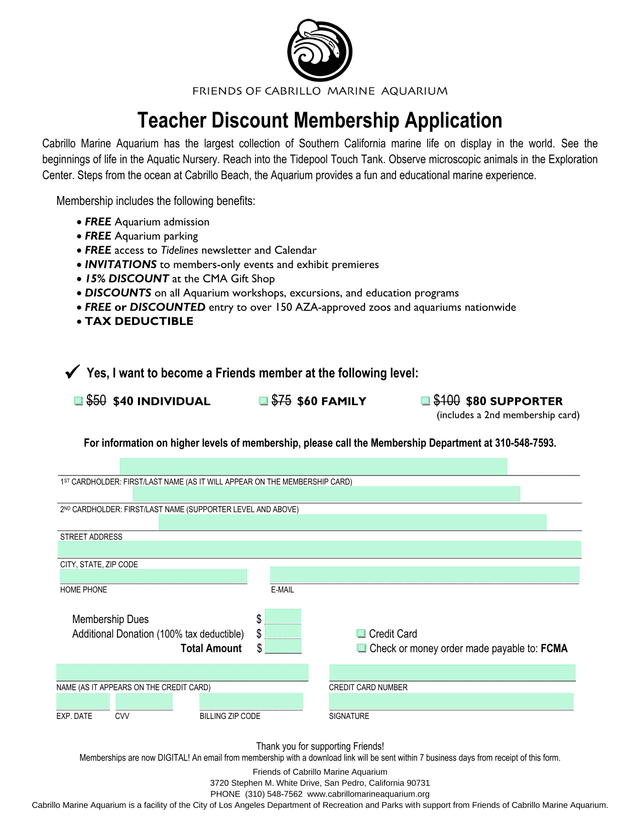 Teacher Discount Membership Application screenshot