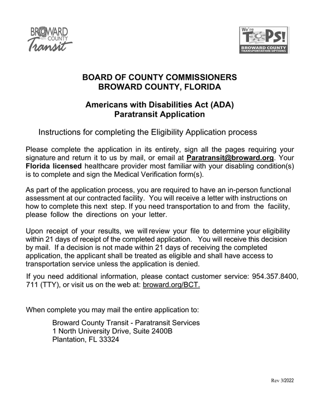 Americans With Disabilities Act (ADA) Paratransit Application screenshot
