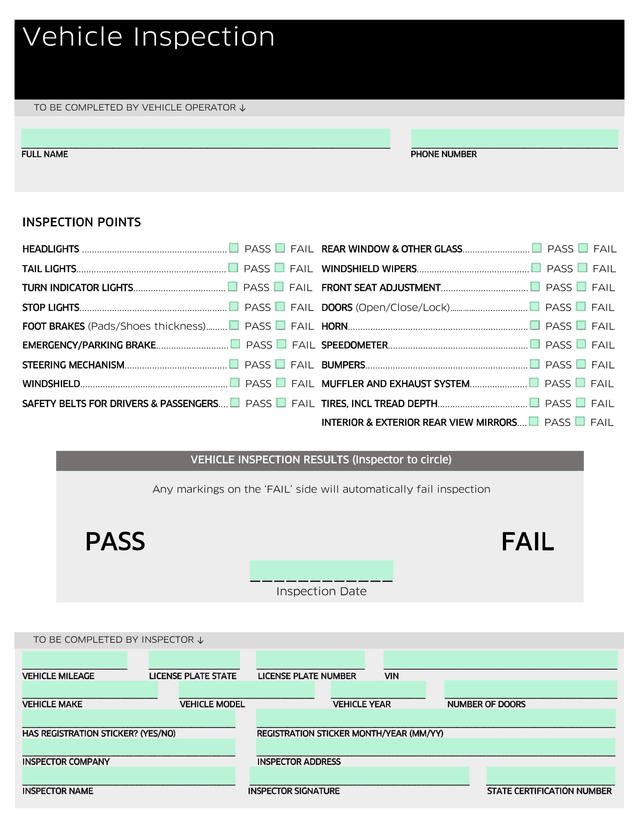 Vehicle Inspection screenshot
