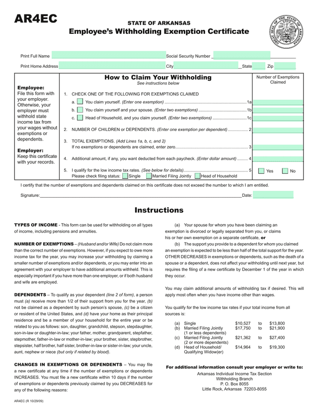 EmployeeS Withholding Exemption Certificate screenshot