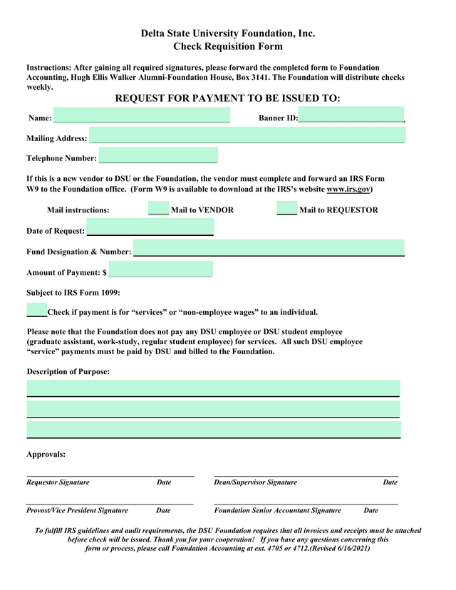 Check Requisition Form screenshot