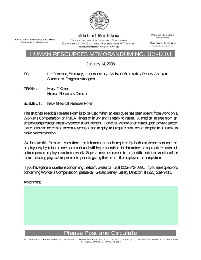 Medical Release Form screenshot