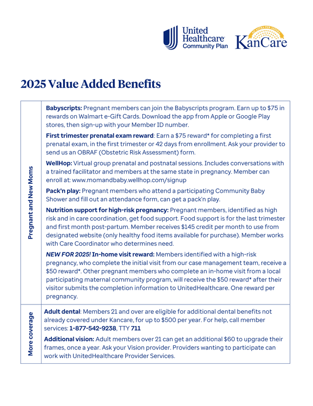 2025 Value Added Benefits screenshot