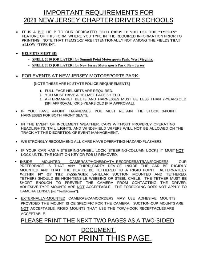 2021 New Jersey Chapter Driver Schools Requirements screenshot