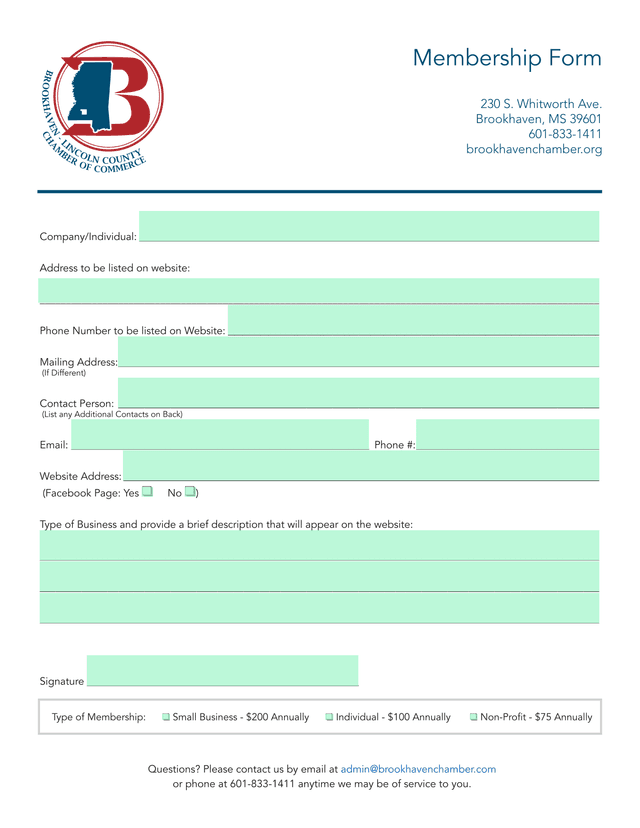 Membership Form screenshot