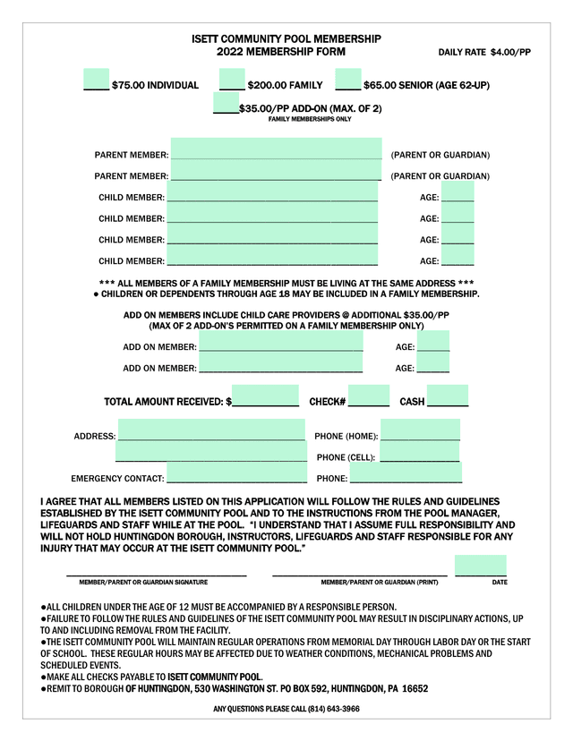 ISETT COMMUNITY POOL MEMBERSHIP screenshot