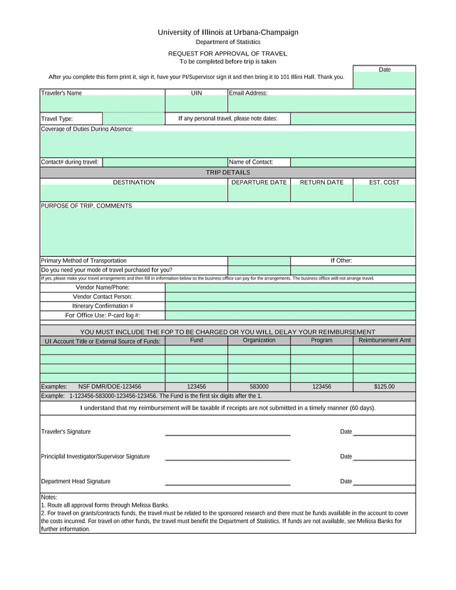 Request For Approval Of Travel screenshot