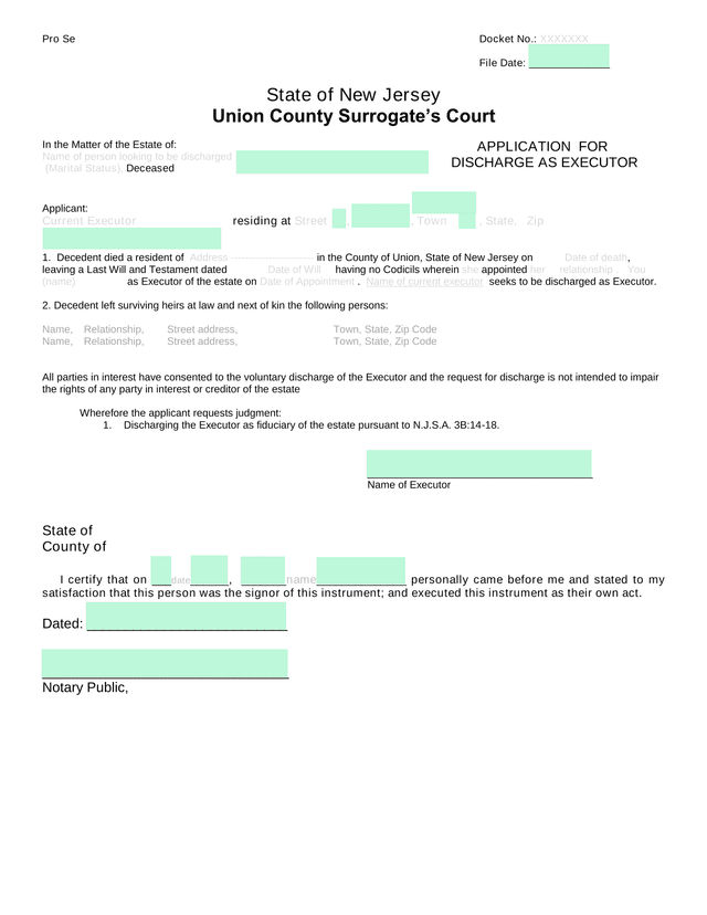 Application For Discharge As Executor screenshot