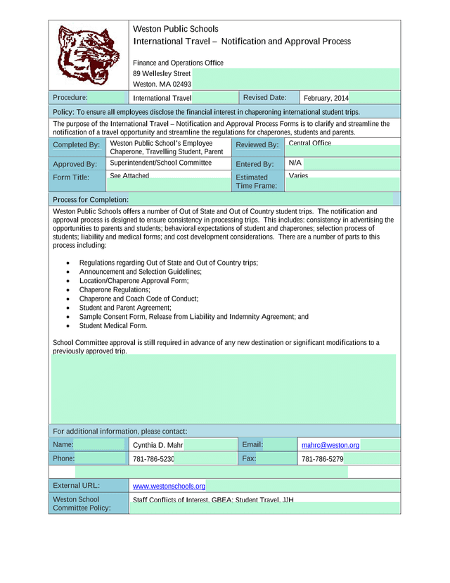 International Travel  Notification And Approval Process screenshot