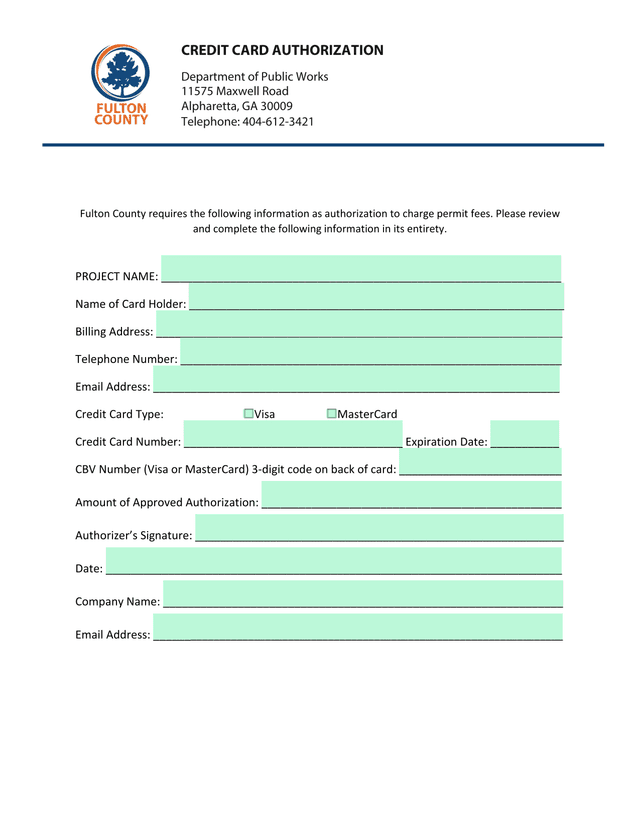 Credit Card Authorization screenshot