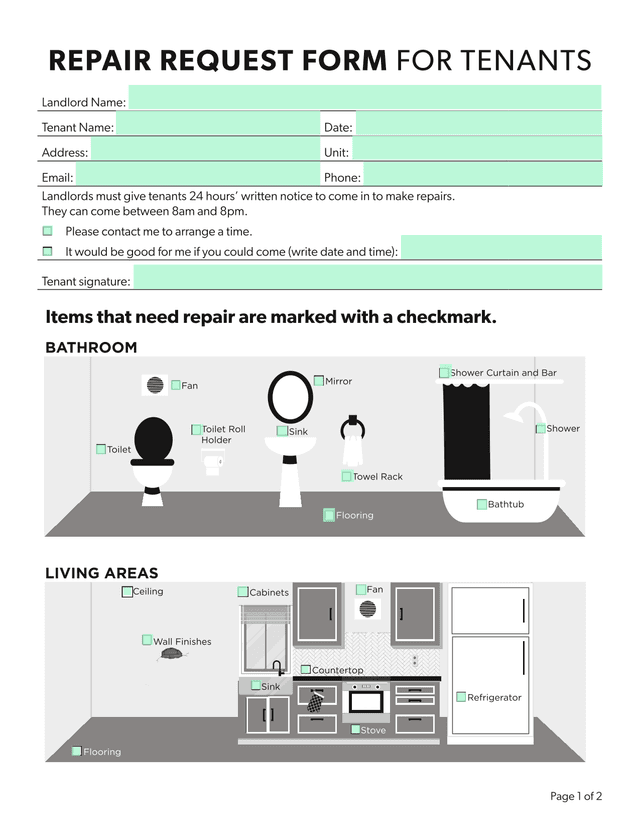 Service Request Form For Tenants screenshot