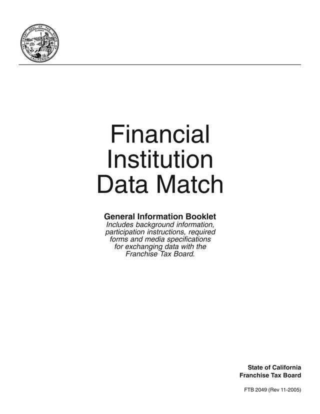 Financial Institution Data Match General Information Booklet screenshot