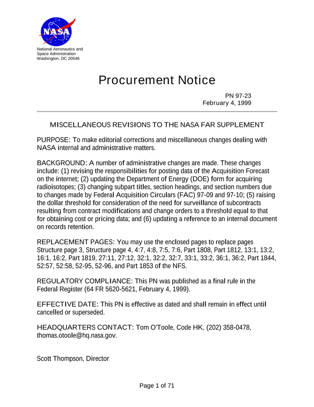 Procurement Notice 97 23 screenshot