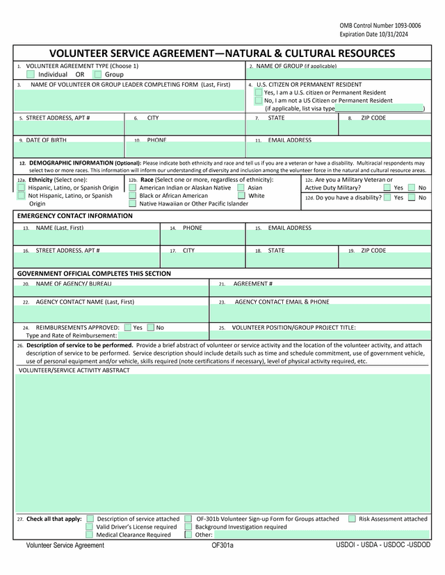 Volunteer Service Agreement   Natural  Cultural Resources screenshot
