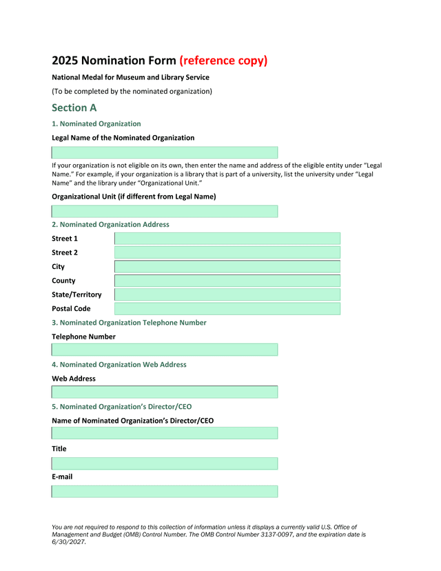 2025 Nomination Form (Reference Copy) National Medal For Museum And Library Service screenshot