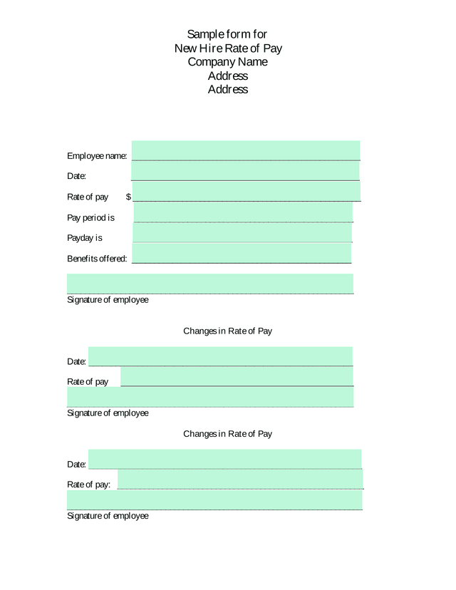 New Hire Rate Of Pay screenshot