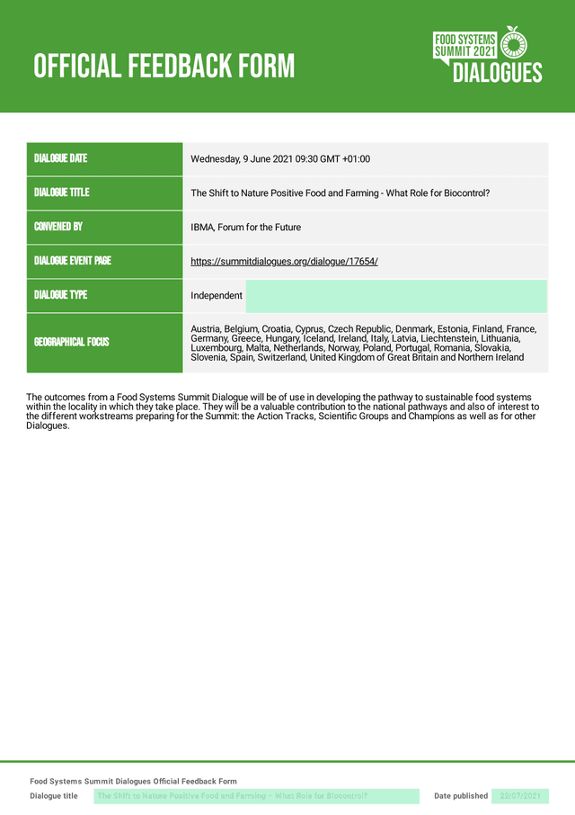 OFFICIAL FEEDBACK FORM Dialogue On Nature Positive Food And Farming screenshot