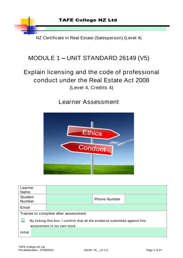 NZ Certificate In Real Estate (Salesperson) (Level 4) screenshot