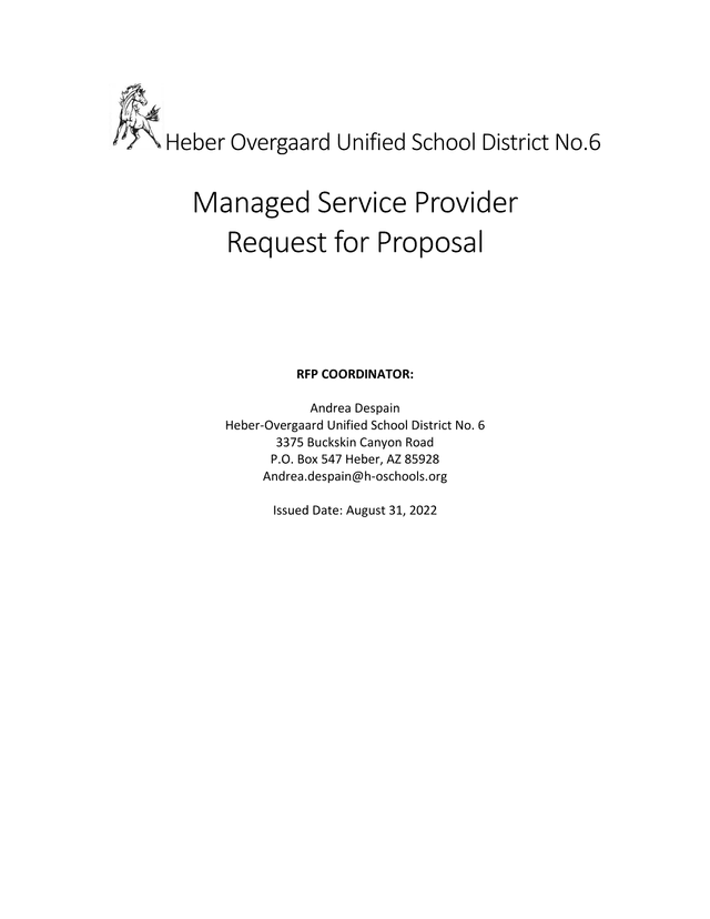 Managed Service Provider Request For Proposal screenshot