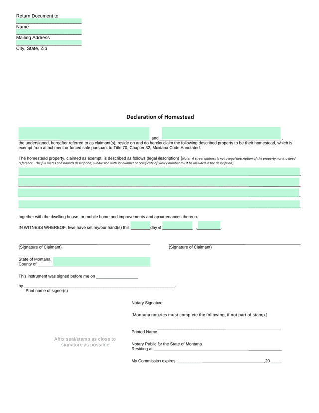 Declaration Of Homestead screenshot