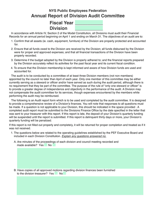 Annual Report Of Division Audit Committee screenshot