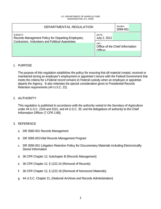 Departmental Regulation 3099 001 screenshot