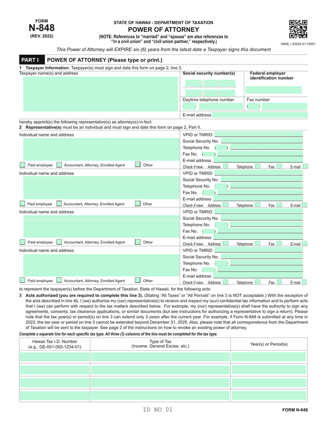 Department Of Taxation Representative Authorization Form screenshot