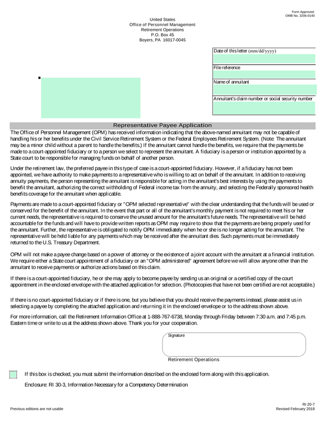 Representative Payee Application screenshot