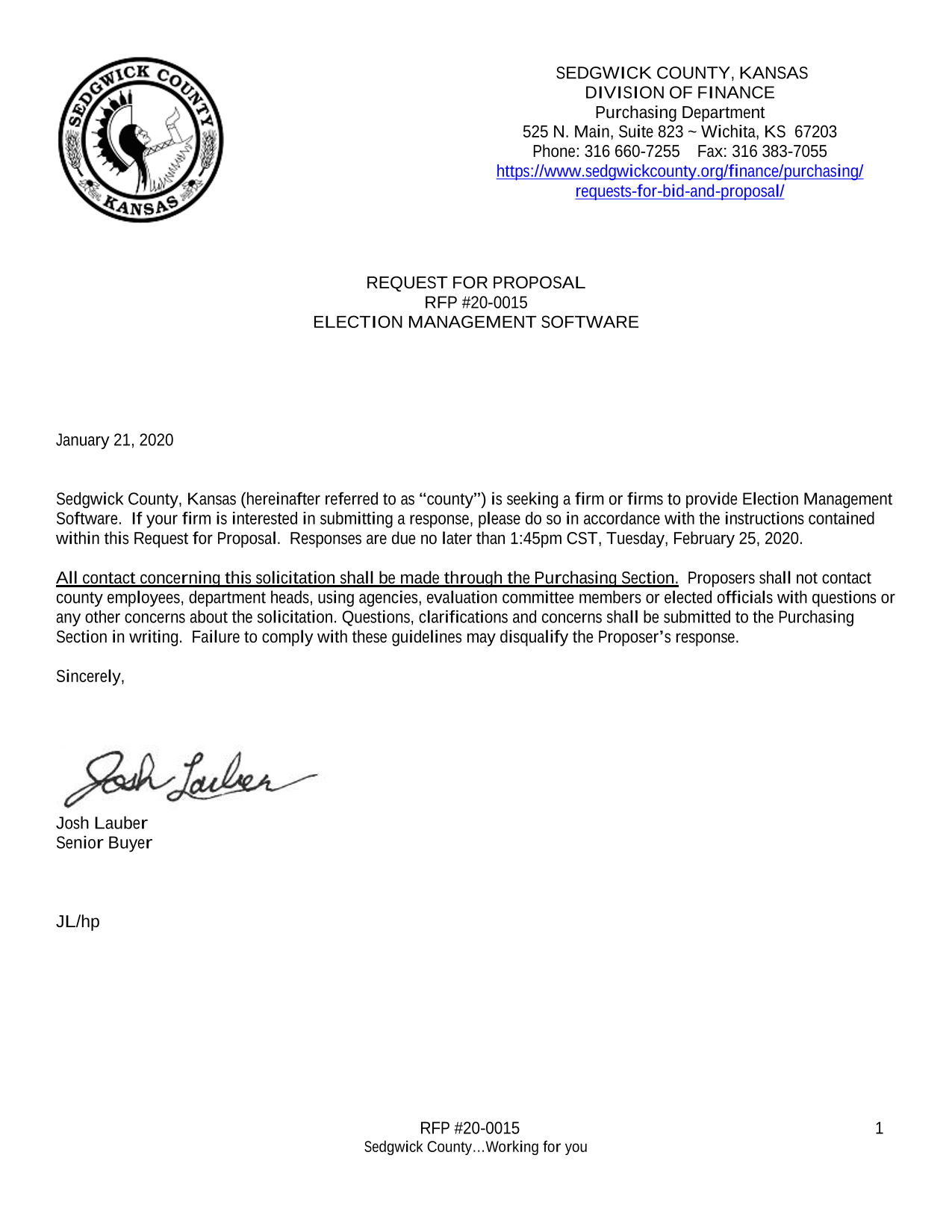 RFP 20 0015 ELECTION MANAGEMENT SOFTWARE screenshot