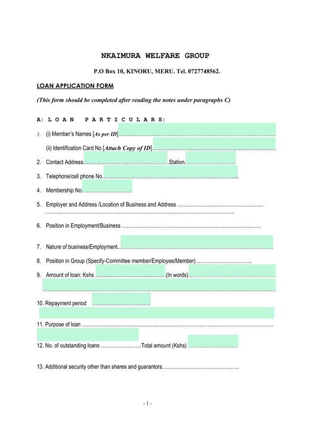 Loan Application Form screenshot