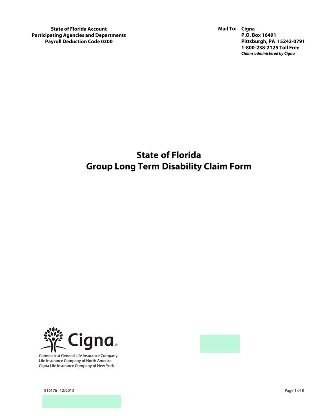 State Of Florida Group Long Term Disability Claim Form screenshot