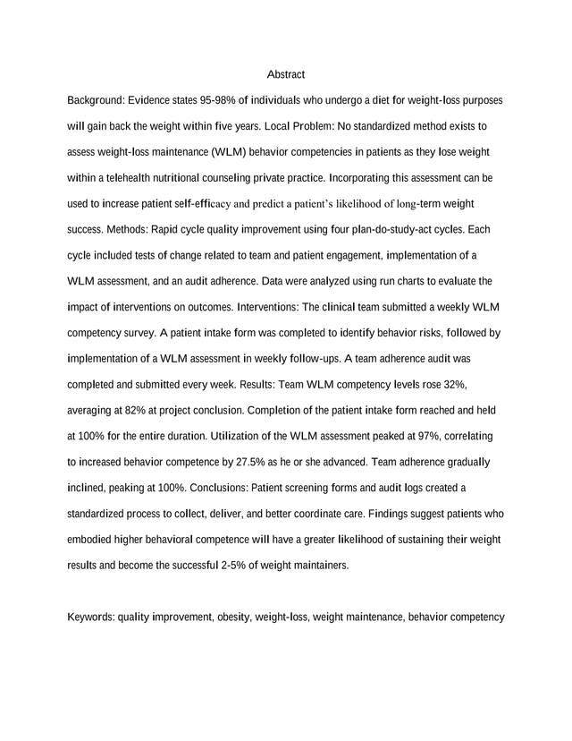 Weight Loss Maintenance (WLM) Competency Assessment Study screenshot