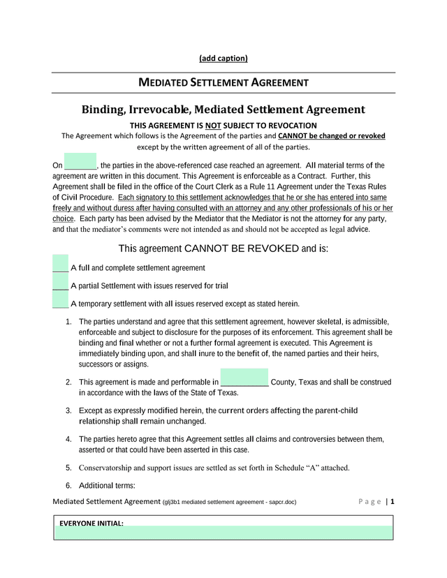 Mediated Settlement Agreement (Glj3b1 Mediated Settlement Agreement   Sapcr.Doc) screenshot