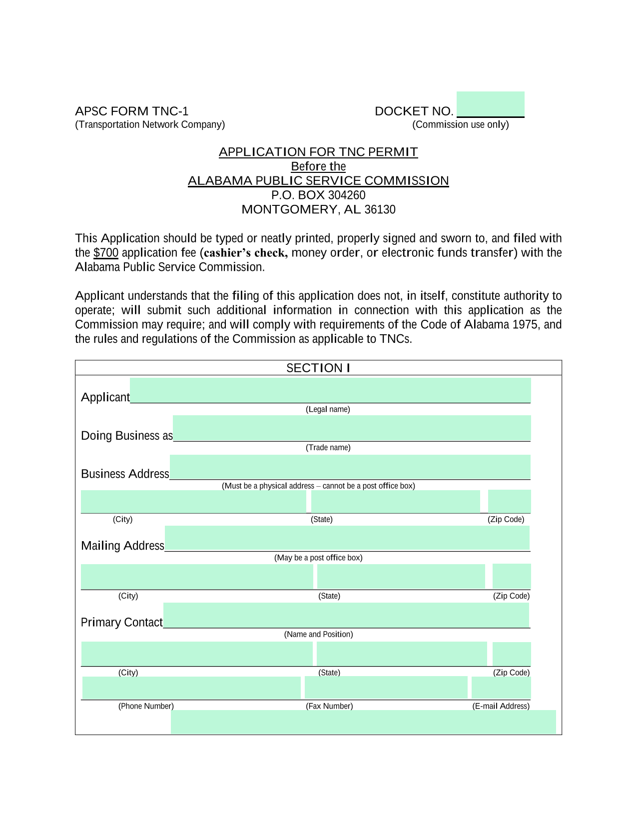 APSC FORM TNC 1 screenshot