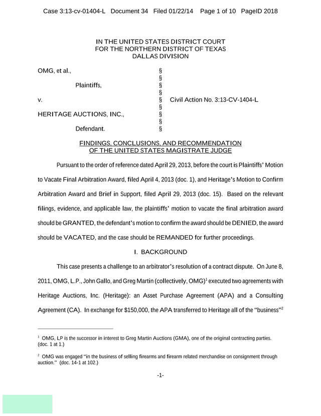Findings, Conclusions, And Recommendation Of The United States Magistrate Judge screenshot