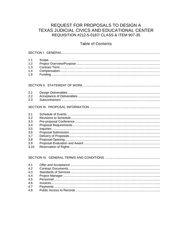 Request For Proposals To Design A Texas Judicial Civics And Educational Center screenshot