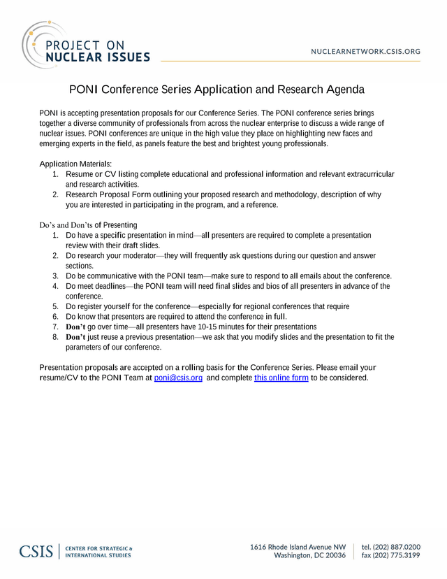 PONI Conference Series Application And Research Agenda screenshot