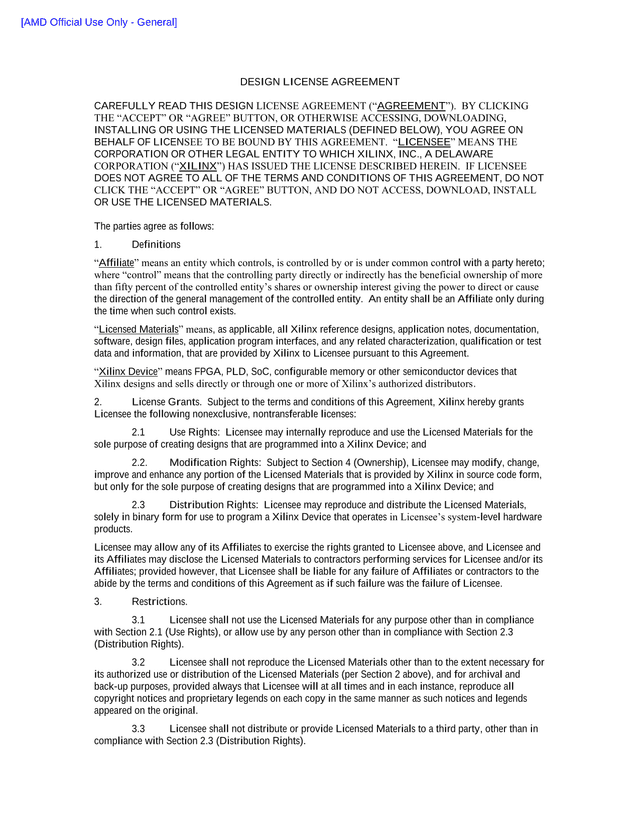 Design License Agreement screenshot