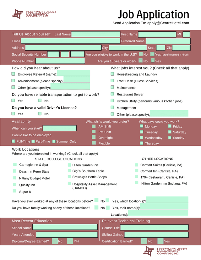 Job Application screenshot