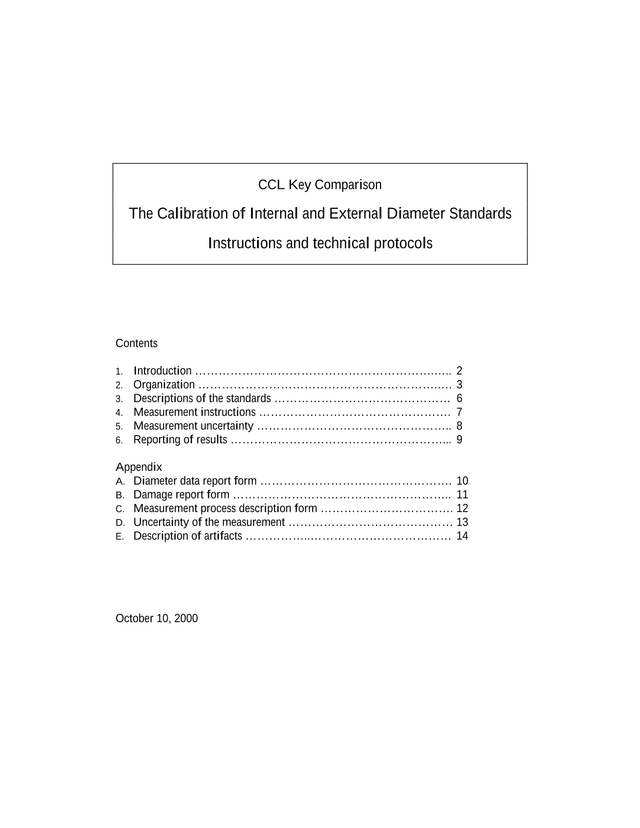CCL Key Comparison The Calibration Of Internal And External Diameter Standards screenshot