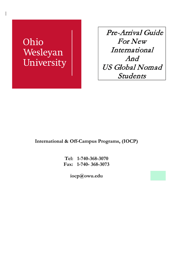 Pre Arrival Guide For New International And US Global Nomad Students screenshot