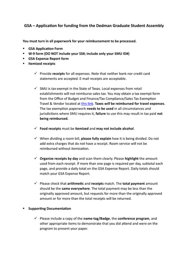 GSA Application For Funding screenshot