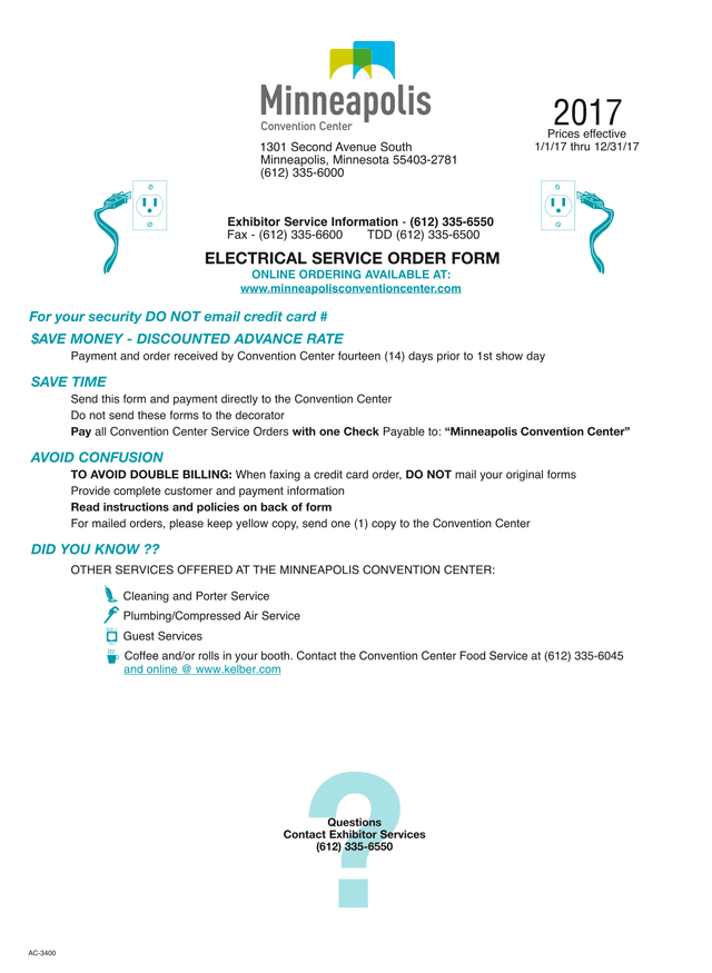 ELECTRICAL SERVICE ORDER FORM screenshot