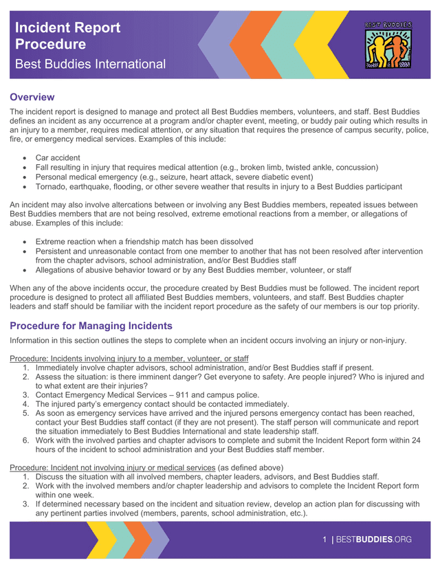Incident Report Procedure screenshot