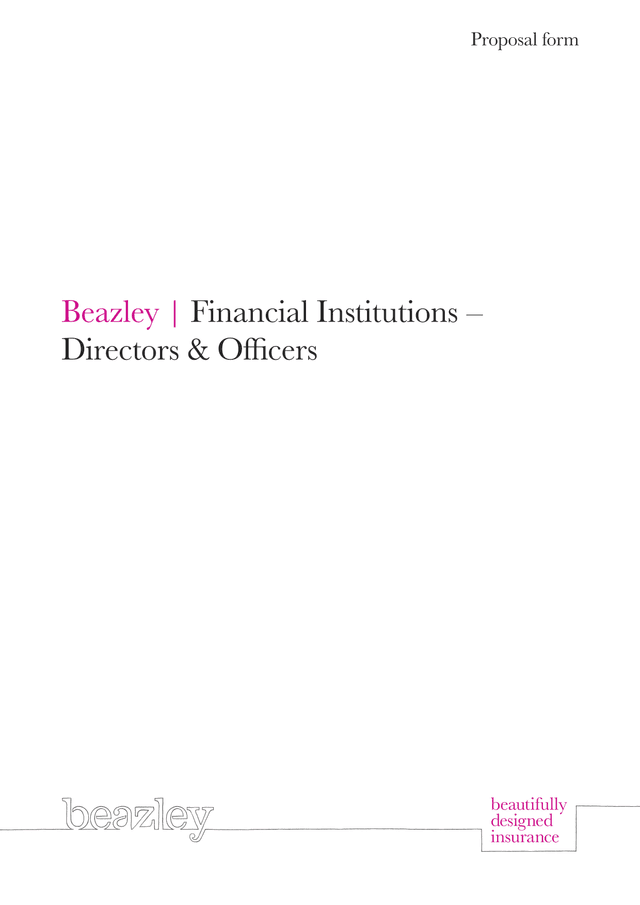 Beazley  Financial Institutions  Directors  Officers Proposal Form screenshot