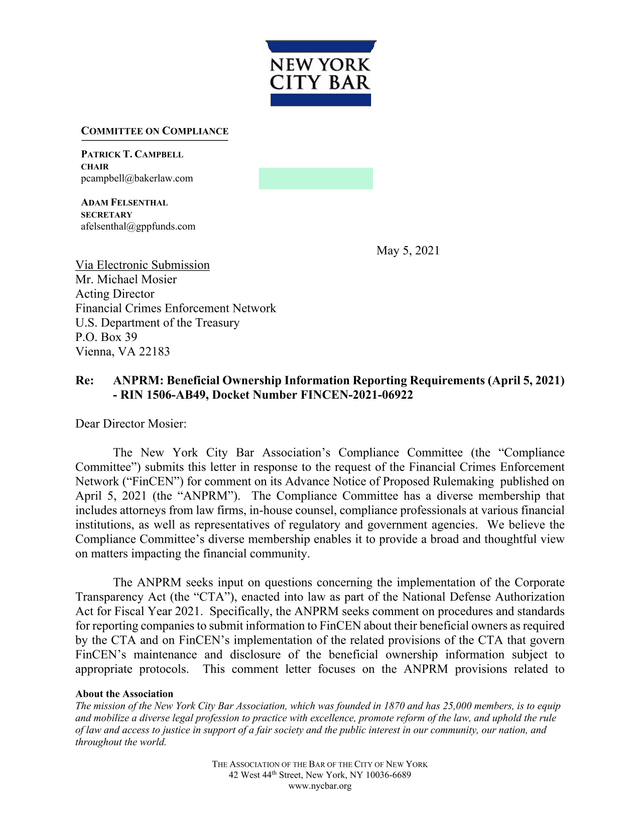ANPRM Beneficial Ownership Information Reporting Requirements screenshot