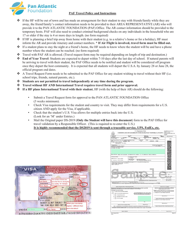 PAF Travel Policy And Instructions screenshot