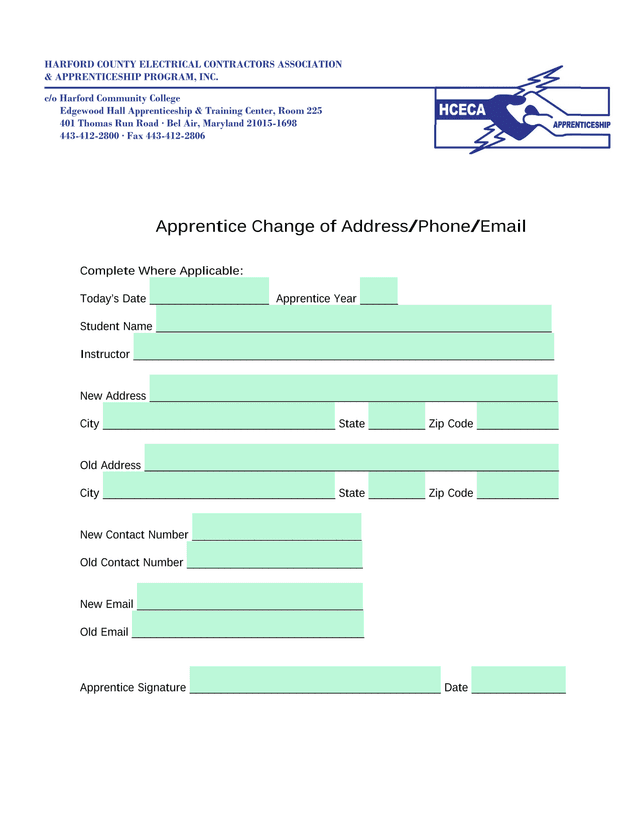 Apprentice Change Of AddressPhoneEmail screenshot